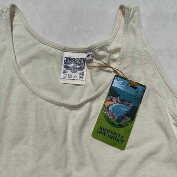 Jungmaven Cropped Tank Top Shirt Size Medium Hemp Cotton Washed White NWT - Picture 9 of 11